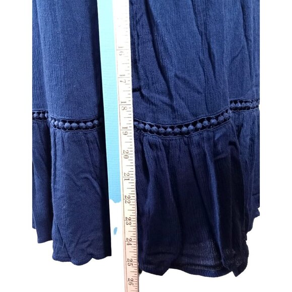 Paper Crane Womens Navy Blue Spaghetti Strap Off Shoulder Long Flare Sleeve Dres - Picture 8 of 8